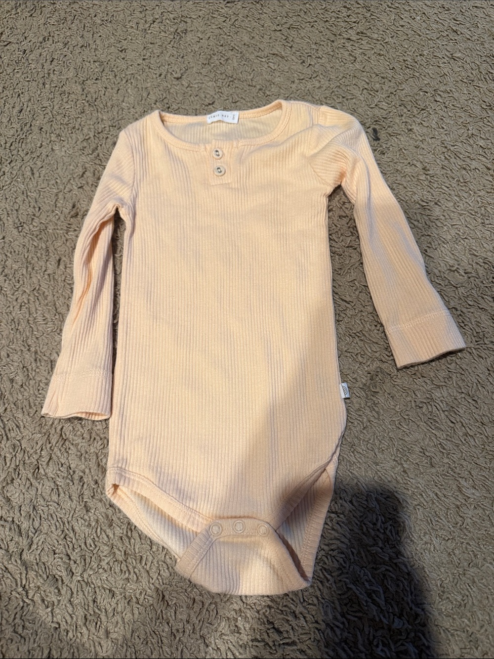 Jamie Kay Peach Ribbed Long-Sleeve Bodysuit